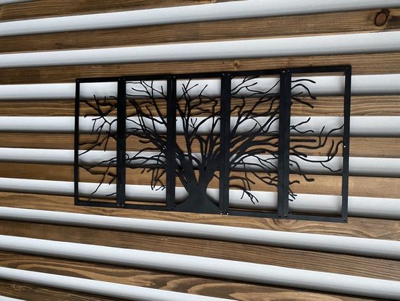 Настінний декор панно картина лофт із металу Дерево | Зображення 4