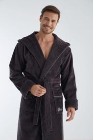 Мужской халат Nusa 1320 с капюшоном Баклажановый, 2XL