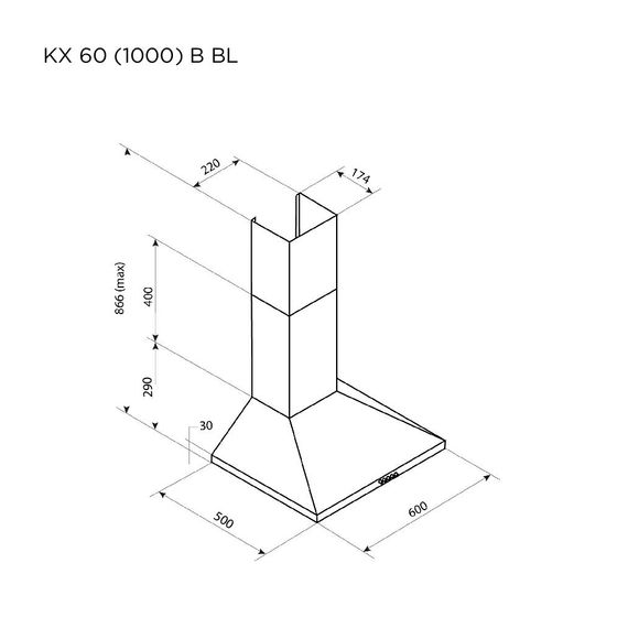 Витяжка кухонна Pyramida KX 60 (1000) B BL | Зображення 6