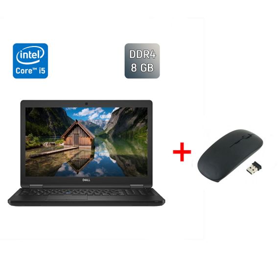 Ультрабук Dell Latitude 5590 / 15.6" (1366x768) TN / Intel Core i5-7300U (2 (4) ядра по 2.6 - 3.5 GHz) / 8 GB DDR4 / 256 GB SSD / Intel HD Graphics 620 / HDMI / WebCam / Windows 10 б/в + Подарунок Бездротова миша / USB