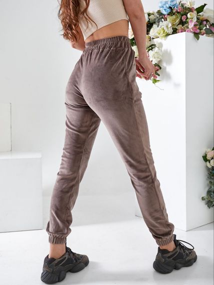 Женские модные велюровые брюки-джоггеры OB30/31 размер 44, цвет мокко | Зображення 2