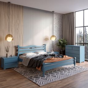 Двоспальне дерев&#039;яне ліжко Mebigrand Даллас Сіро-синій (S7010R90B) 140х200 см (MBG-5923)