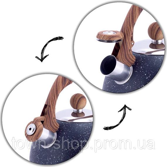 Чайник Kamille Whistling Kettle Marble 2л из нержавеющей стали со свистком, черный мрамор KM-1071 | Зображення 5