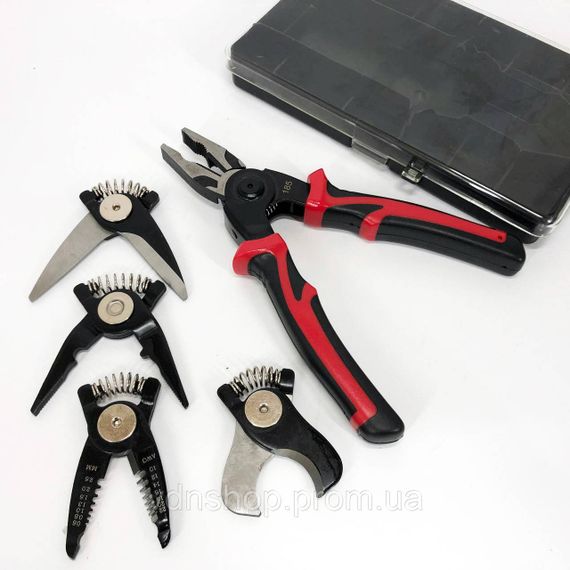 Багатофункціональний набір швидкозмінних інструментів 5 в 1 (плоскогубці, зачищення ізоляції, щипці обтискні) DX-15 | Зображення 6