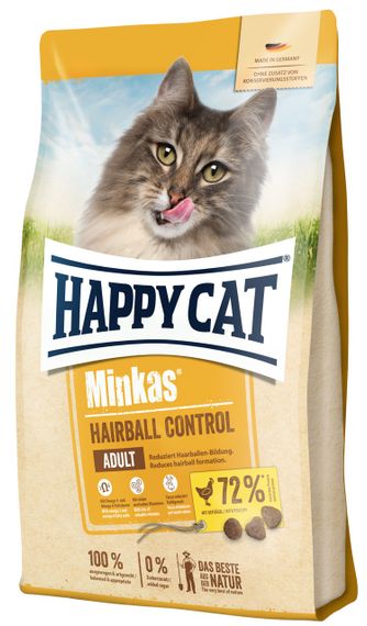 Сухой корм для котов для вывода шерсти Happy Cat Minkas Hairball Control Geflugel, 500 гр