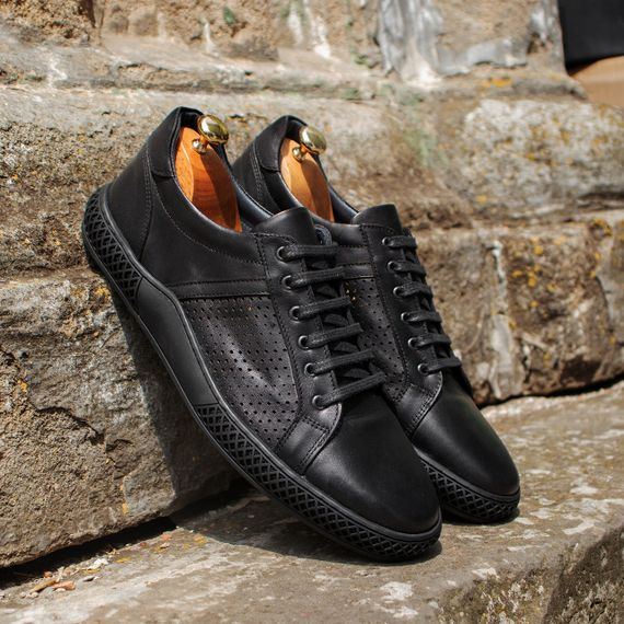 Чорні чоловічі кеди з перфорацією 40 розмір | Зображення 2