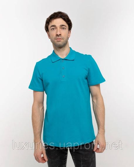 Футболка мужская ПОЛО  -  Бирюзовый с коротким рукавом L | Зображення 2