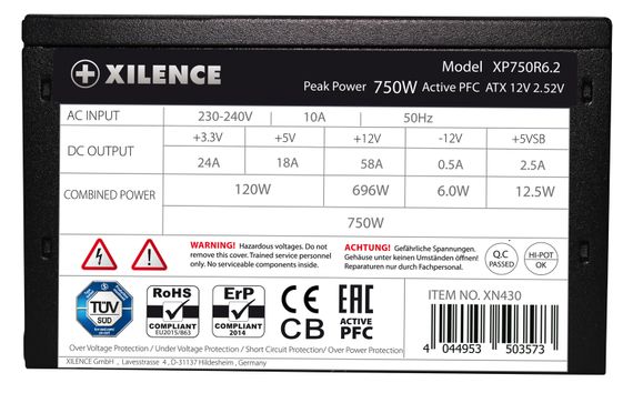 БЖ 750W Xilence XP750R6.2_Bulk Performance C+ 120mm, 80+ White, Bulk | Зображення 5