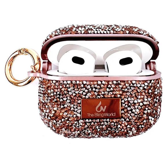 TPU чехол Bling World Rock Diamond для наушников AirPods 3 Розовый | Зображення 1