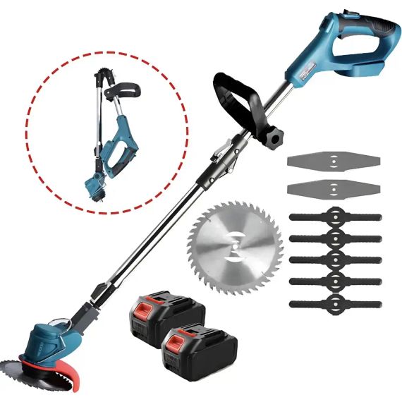 Аккумуляторная газонокосилка-триммер + колеса 48 В, 2 батареи, 2000 мАч | Зображення 2