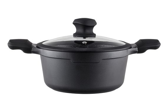 Кастрюля Vinzer Kuro Induction Line 50428, 3.7 л, 24 см, алюминиевая с крышкой и антипригарным покрытием | Зображення 1
