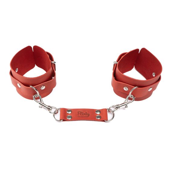 Наручники із натуральної шкіри Flirty Leather - Red, KC00019 Sex Aura | Зображення 2