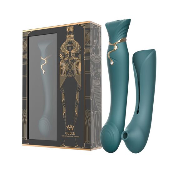 Смартвібратор 3в1 Zalo — Queen Set Jewel Green, пульсівна перлина та вакуум, кристал Swarovski | Зображення 9