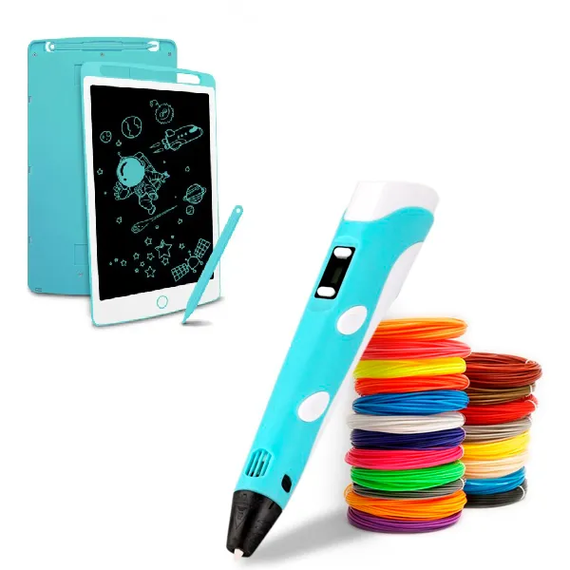 Набір для творчості 3D 3D ручка Pen-6 c LCD дисплеєм + графічний планшет + трафарети + 100 м пластику в комплекті