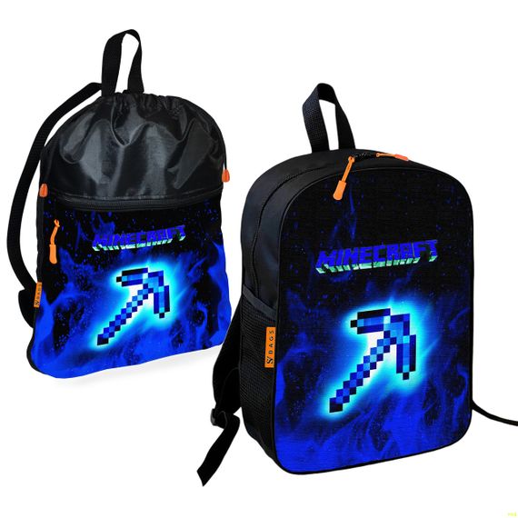 Школьный рюкзак детский Minecraft + Сумка для обуви спортивной формы рюкзак-мешок  для мальчика (01727)