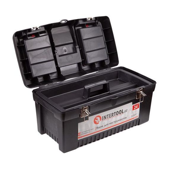 Ящик для інструментів з металевими замками, 24", 610*255*251 мм INTERTOOL BX-1024 | Зображення 1