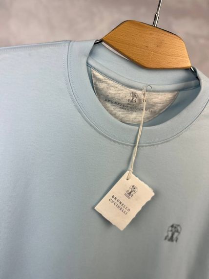 Футболка блакитна Brunello Cucinelli Classic Logo Light Blue f694 | Зображення 1