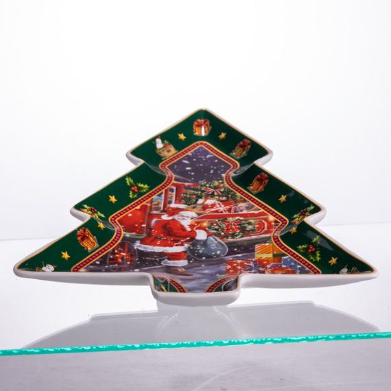 Сервірувальне новорічне блюдо для закусок з порцеляни Santa 29×24×2 (см) HP-SDHK-18 | Зображення 2