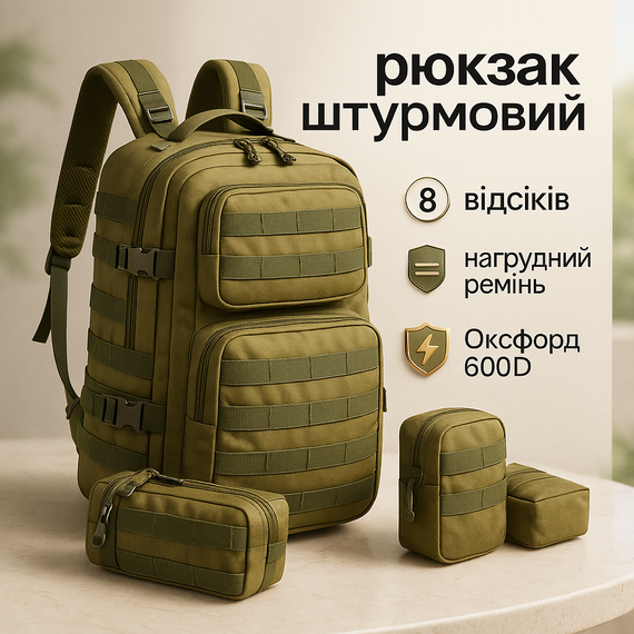 Рюкзак мужской тактический походный 55л, Рюкзак туристический крепкий военный десантный ZK-83