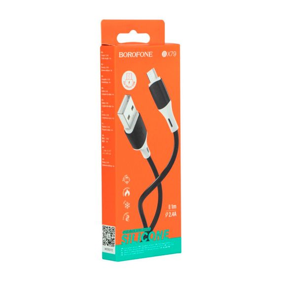 Кабель Borofone BX79, USB-Micro, 2.4A, довжина 1м, Black | Зображення 1