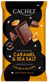 Молочный шоколад cachet с карамелью и морской солью Caramel & Sea Salt, 300 г, Бельгия