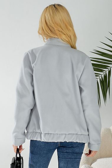 Бомбер женский искусственный кашемир, цвет серый, 257R325 | Зображення 2