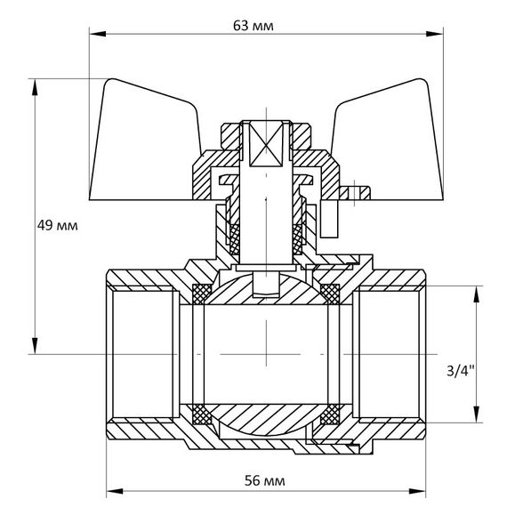Кран кульовий Koer 3/4" ГГМ (KR.217.B) синій (KR2720) | Зображення 1