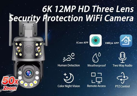 Зовнішня 12 MP 50X Зум IP WiFi камера 3 в 1 WS-Q212X ICSEE | Зображення 1