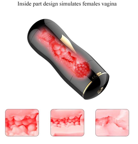 Мастурбатор із двома входами на присосці Boss Series: Vibrating Masturbation Cup Black, BS6300056 Sex Aura | Зображення 8