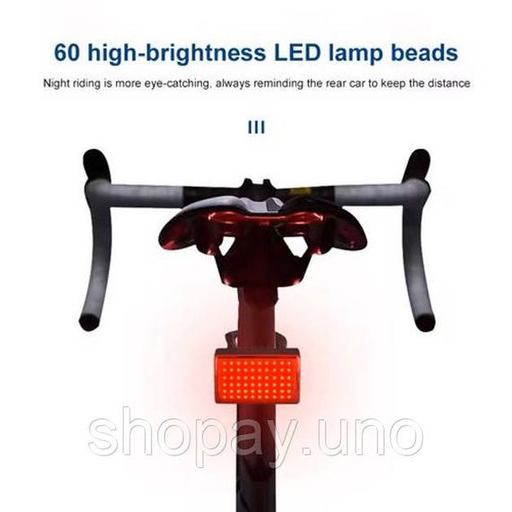 Велоліхтар MY-2105-60LED, Велосипедний ліхтар з функцією мигалки, Світлові сигнали для велосипеда | Зображення 1