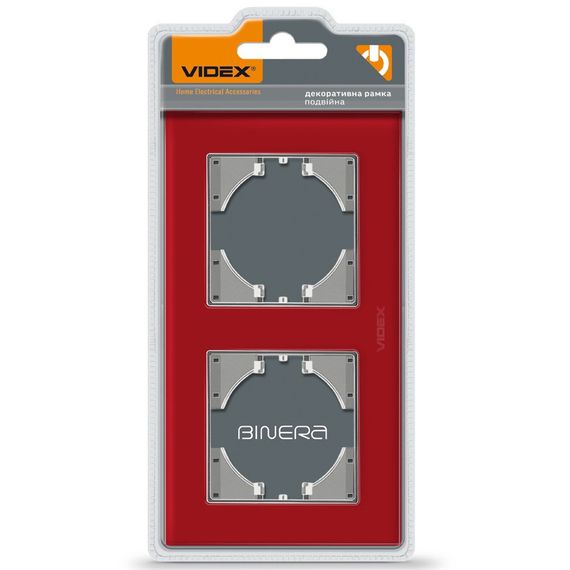 Рамка на 2 поста VIDEX BINERA VF-BNFRG2H-RD красная горизонтальная | Зображення 1