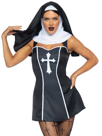 Костюм черниці Leg Avenue, XS, Naughty Nun 2 предмети, чорний | Зображення 3
