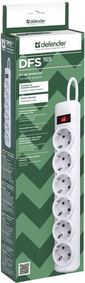 Мережевий фільтр Defender DFS 155 5m 6 роз White (99493) | Зображення 2