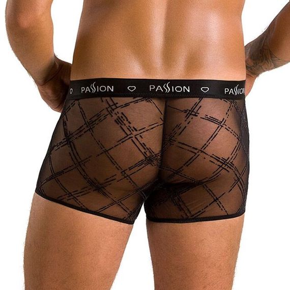 Чоловічі прозорі боксери Passion 032 SHORT JAMES XXL/XXXL Black, сітка | Зображення 1