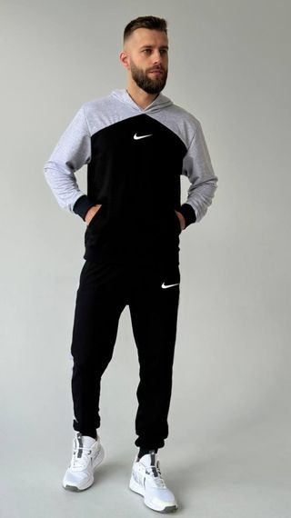 Чоловічий спортивний костюм Nike чорний з світло-сірими вставками | Зображення 4