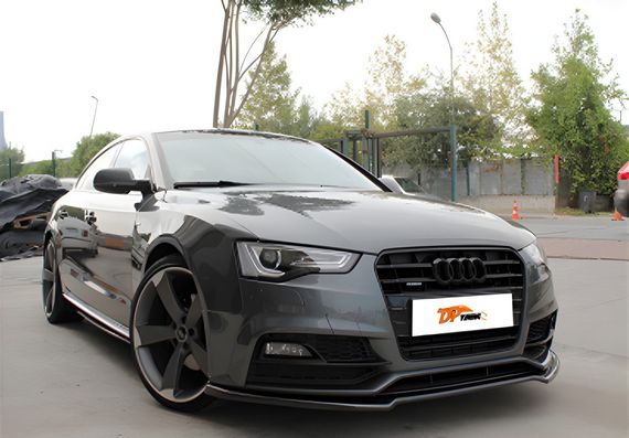 Передний Лип-спойлер DPT (для S-Line, 2011-2015, Черный Глянец) для Ауди A5