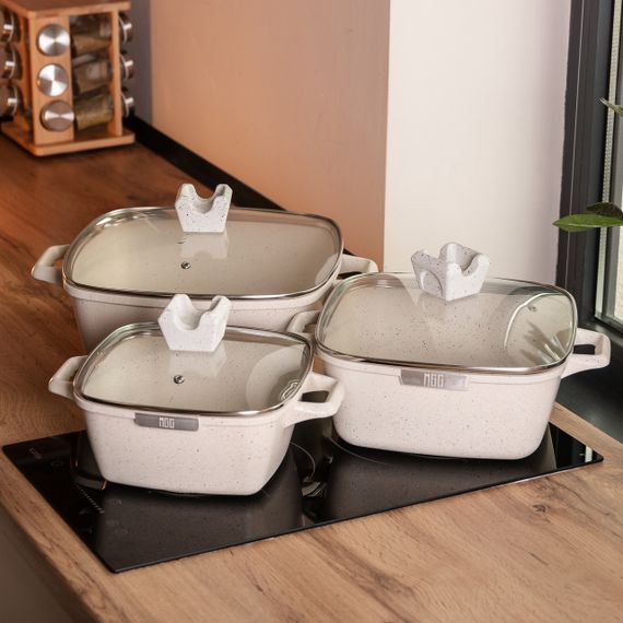 Набор из 3 квадратных кастрюль, 20, 24, 28 см, алюминий, толстое дно MGC HP-4-403 | Зображення 4