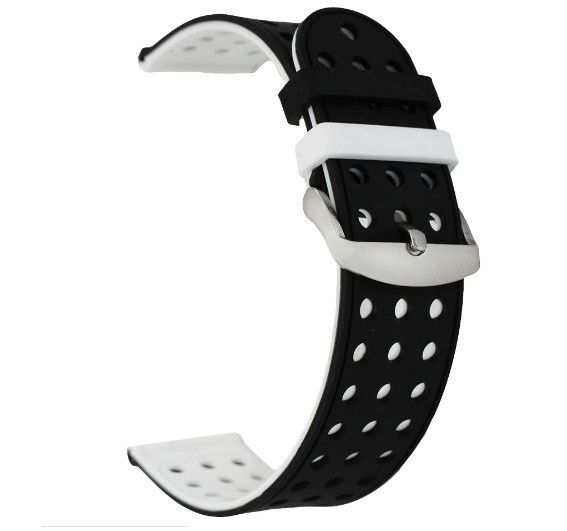 Подвійний ремінець з перфорацією для годинника Motorola Moto 360 2nd gen (42 mm) - Black&White