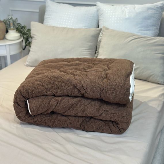 Ковдра полуторна відкрита двостороння з вовни Arda Pure Wool 21445 150х210 см шоколадне | Зображення 1