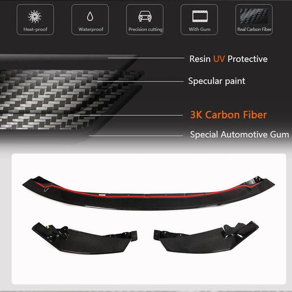 Накладка на передній бампер Lip V6 (для G82/G83, Карбон) для BMW 4 серія G22/23/26 2020- рр | Зображення 5