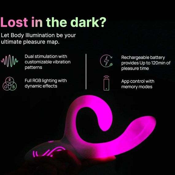Вібратор-кролик із RGB-підсвічуванням та додатком Paradise Illumination The Rabbit, білий, 21,6 см × 3,8 см Sex Aura | Зображення 6