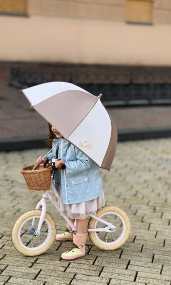 Парасолька дитяча напівавтомат Коричнево Біла полоса | Зображення 8