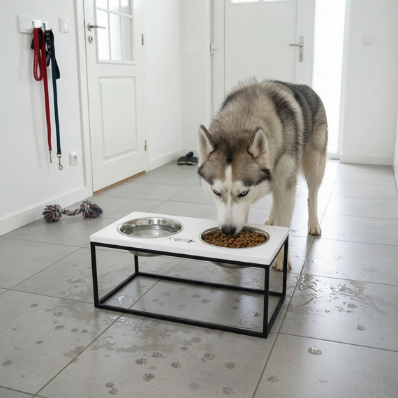 Миски на подставке для больших собак Hollky Base XL20 (2 × 1,8 л) BXL20-522620-BLWH | Зображення 1