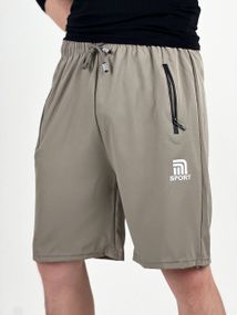 Мужские свободные легкие шорты до колен из плащевки SA395 цвет бежевый, размер 46/48