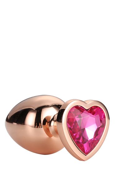 Анальна пробка з серцем GLEAMING LOVE ROSE GOLD PLUG LARGE, Золотий | Зображення 3