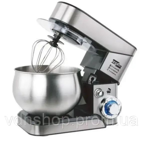 Планетарный миксер тестомес Zepline ZP-105  из нержавеющей стали Кухонный комбайн с чашей на 6л мощностью 3500 Вт | Зображення 3
