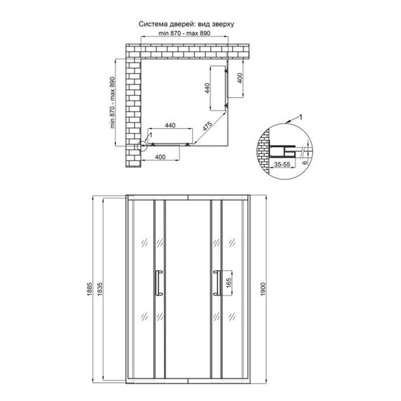 Душова кабіна Qtap Taurus CRM1099SC6 90х90 см, скло Clear 6 мм покриття CalcLess, без піддона | Зображення 1
