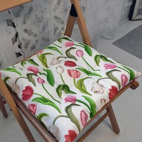 Подушка на стул с завязками Тюльпаны 40x40x4 см (PZ_21A010)