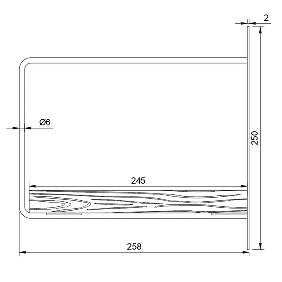 Кронштейн для полиці з металу 258×30mm, H=250mm Сірий | Зображення 1