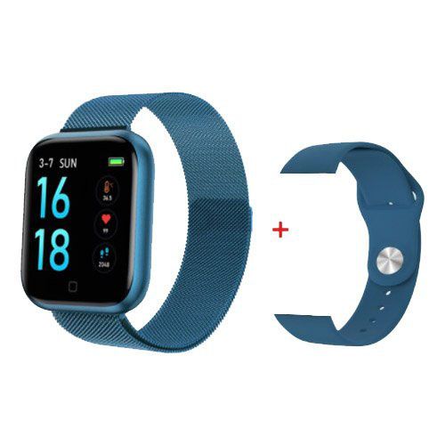 Smart Watch T80S, два браслета, температура тела, давление, оксиметр. Цвет: синий | Зображення 2